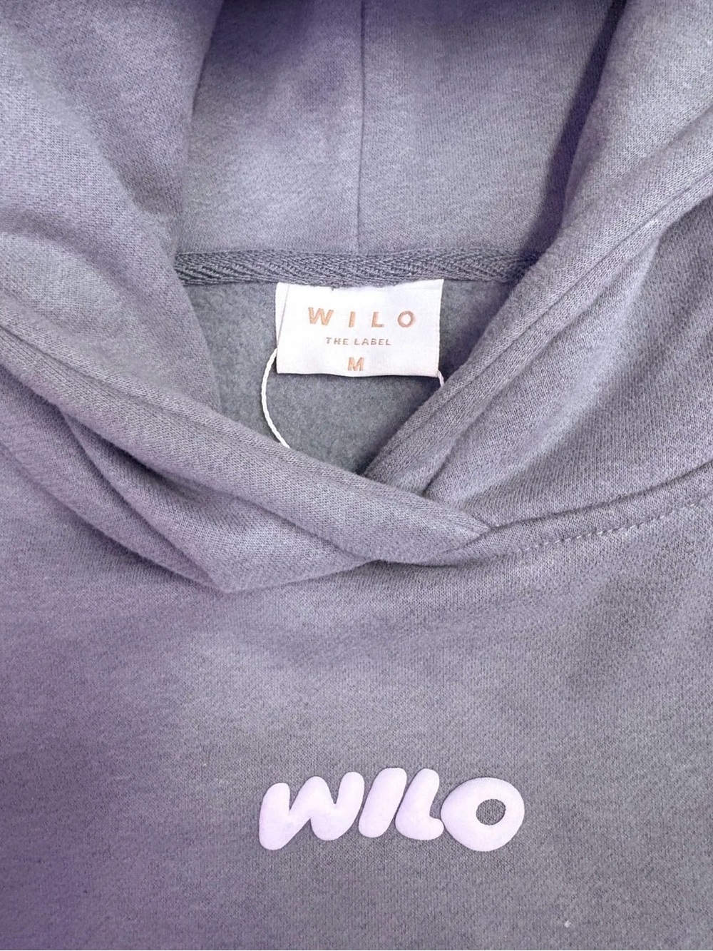 WILO The Label Gray Hoodie + Lilac Ribbed Biker Shorts Set π - Picture 3 of 4